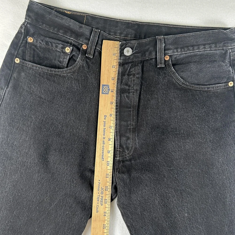 Vintage Levis 501 Jeans Mens 35x32 Charcoal Wash Black Denim Regular Straight